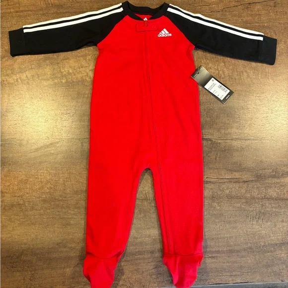 Adidas Kids 9m Red and Black One Piece Coverall NWT - Picture 1 of 5